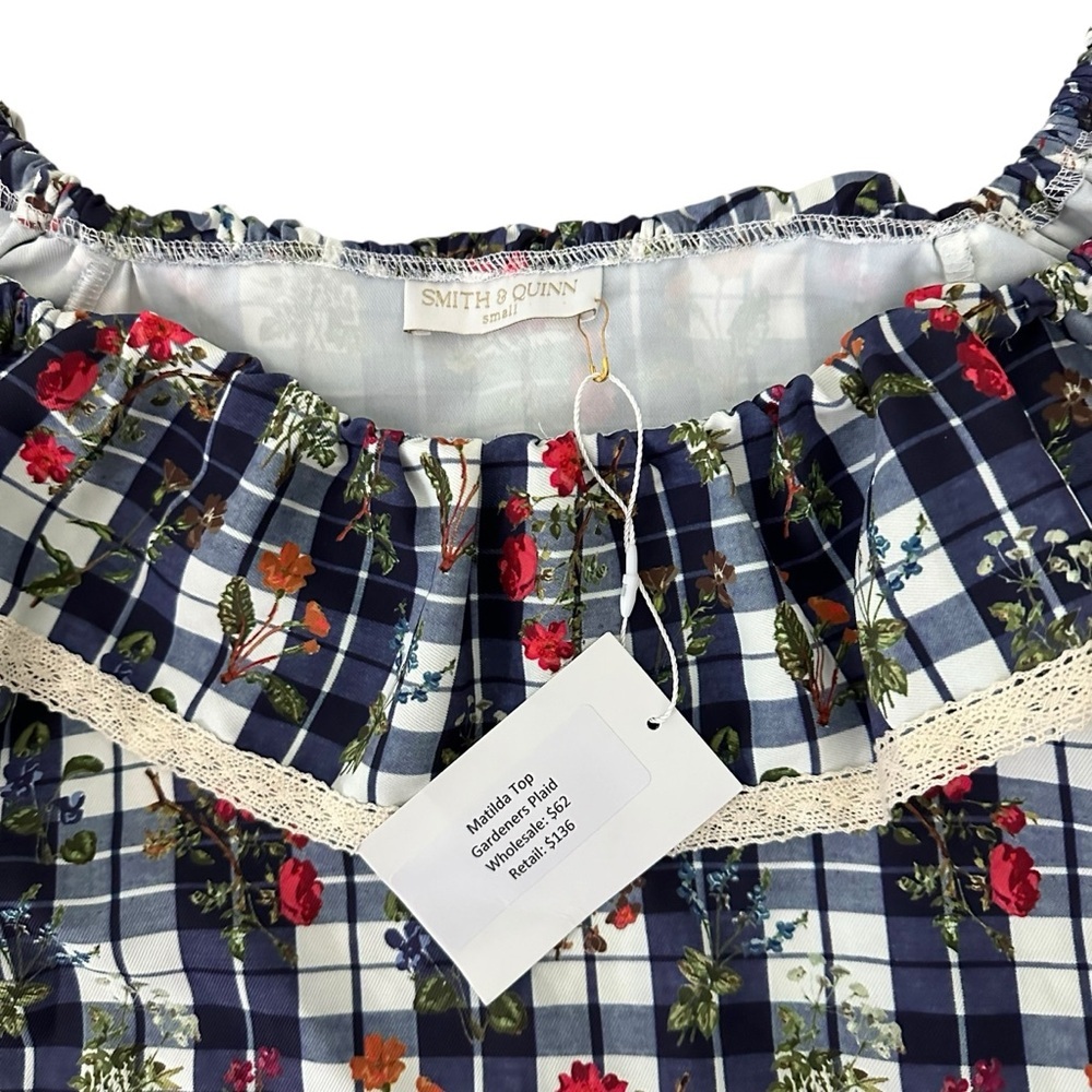 NWT Smith & Quinn Matilda Top in Garderner’s Blue Plaid Size S - Picture 2 of 13